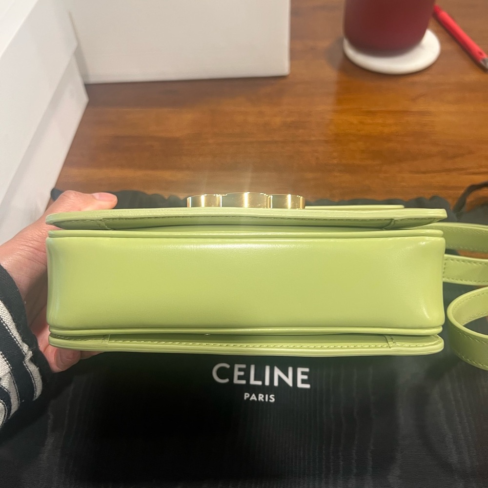 Celine Teen Triomphe Bag in Shiny Calfskin in Light Jade - Picture 4 of 11